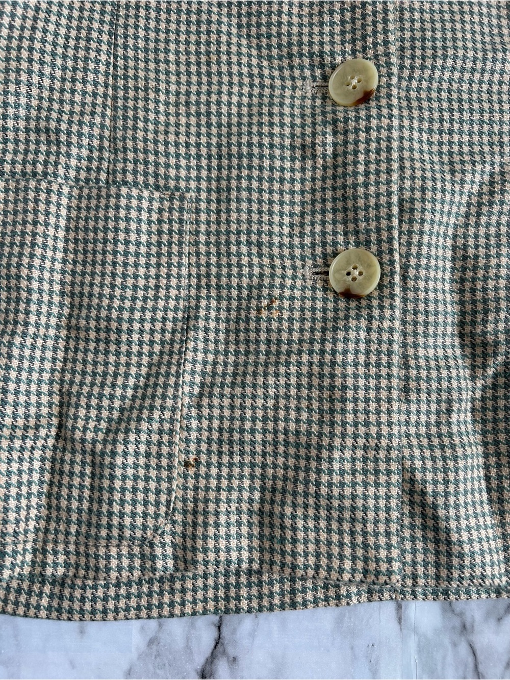 Vintage 90s Burberrys 2 piece set Skirt Suit hounds tooth 100% linen with FLAWS - Picture 5 of 16